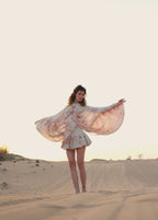 Rose Draped Silk Georgette Cape